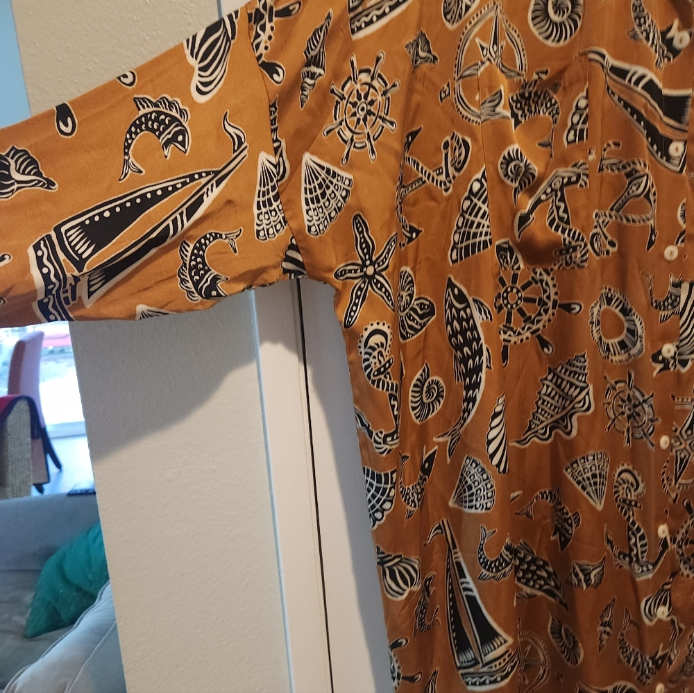 Brown Patterned Button-Up Shirt Dress - Picture 2 of 8